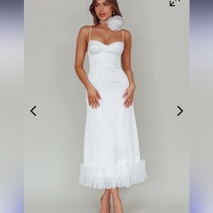 NWT Angel Biba Buona Sera Hem Decoration Midi Dress White
